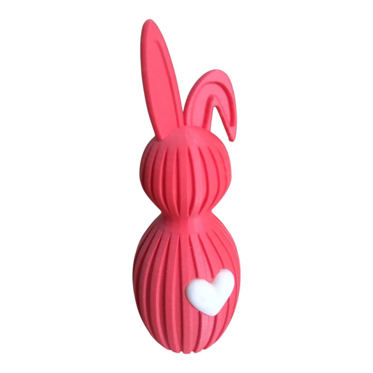 🐰🌸 Lapin de Pâques 3D - Oreilles Courbées Roses avec Cœur