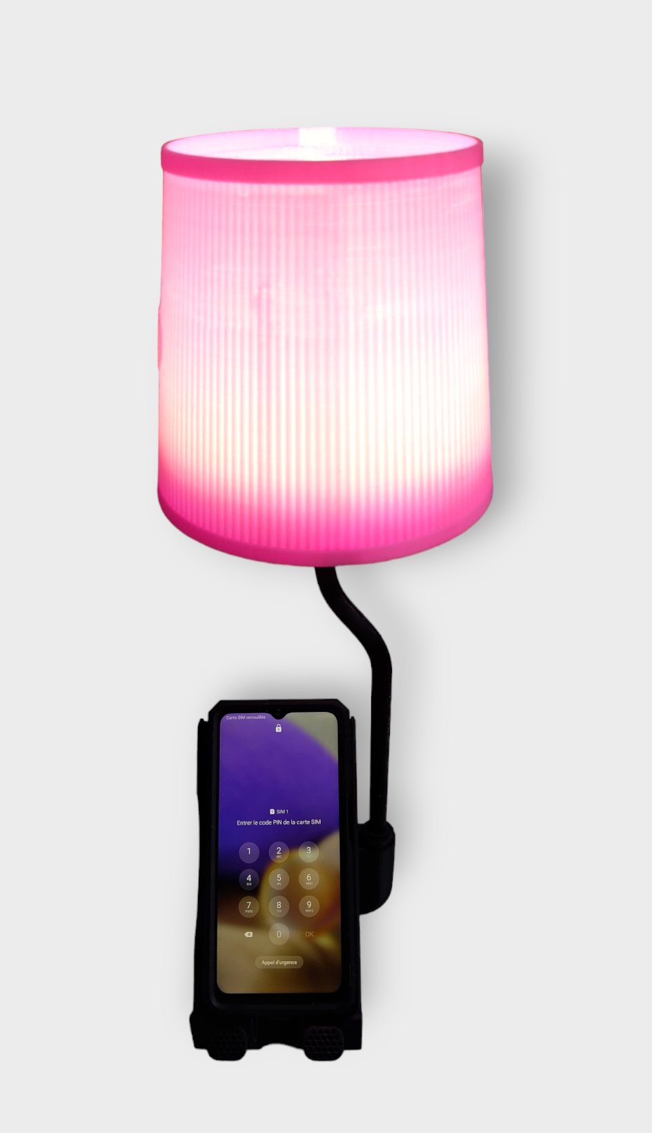 Lampe support téléphone portable Rose et noir