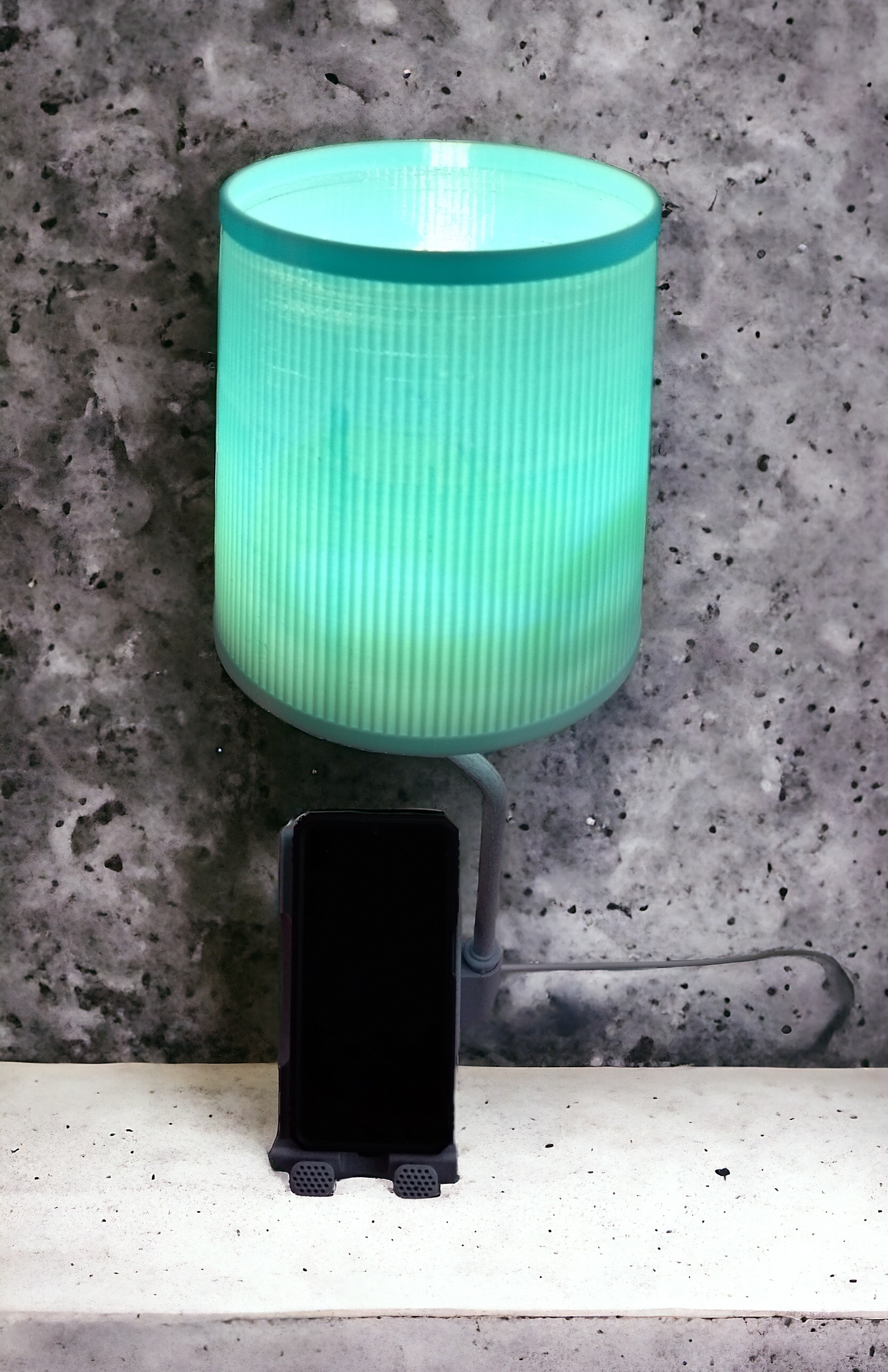Lampe support téléphone portable bleu ciel et marbre
