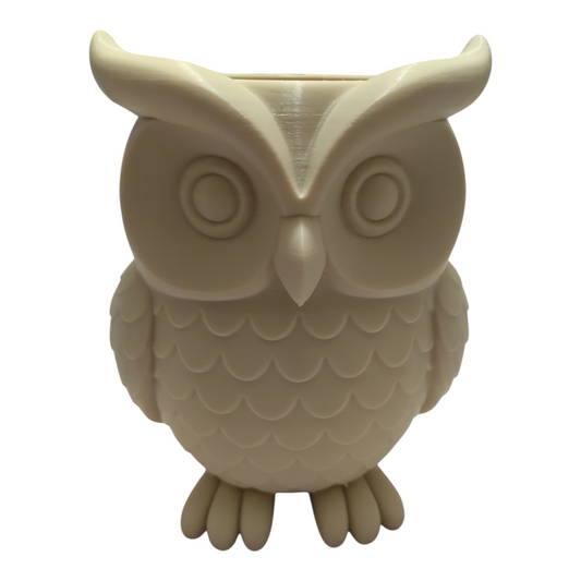 Pot à crayons chouette beige – parfait pour bureau