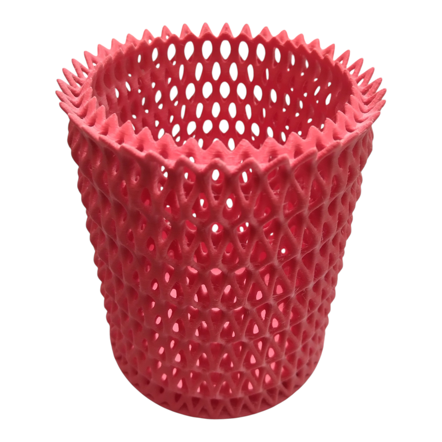 🖍️ Grand pot à crayons en maille rose