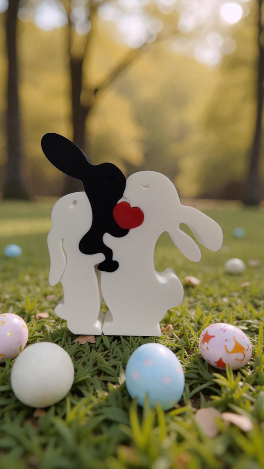 Famille de lapins entrelacés avec cœur