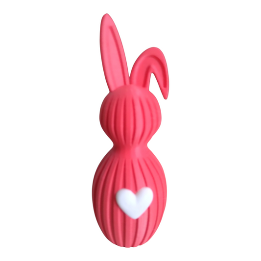 🐰🌸 Lapin de Pâques 3D - Oreilles Courbées Roses avec Cœur