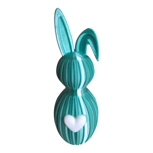 🐰🌸 Lapin de Pâques 3D – Oreilles Courbées turquoise avec Cœur