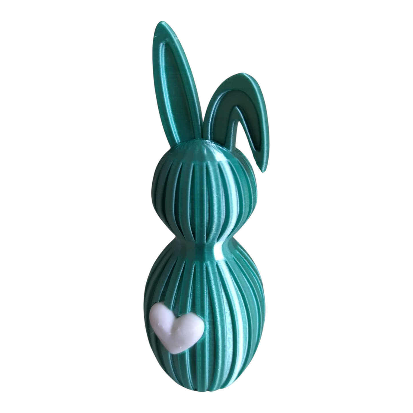 🐰🌸 Lapin de Pâques 3D – Oreilles Courbées turquoise avec Cœur