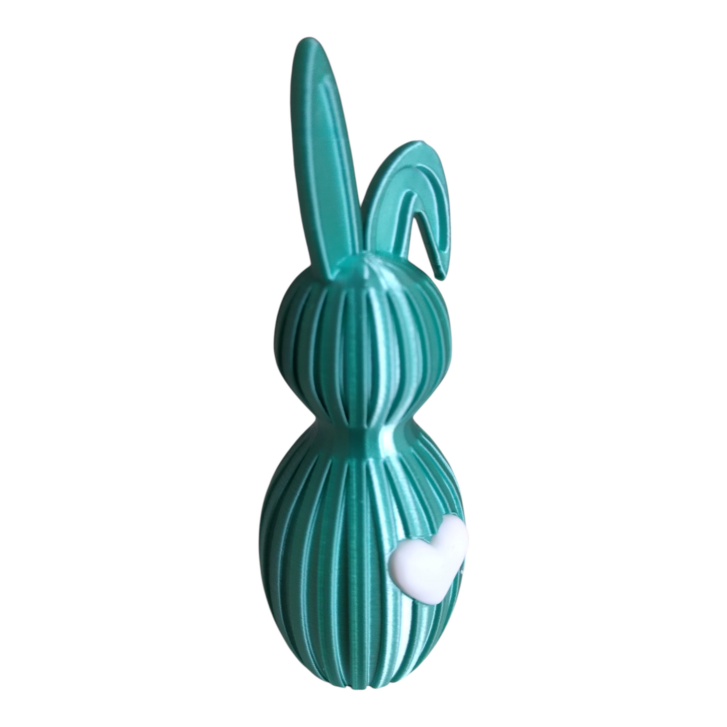 🐰🌸 Lapin de Pâques 3D – Oreilles Courbées turquoise avec Cœur
